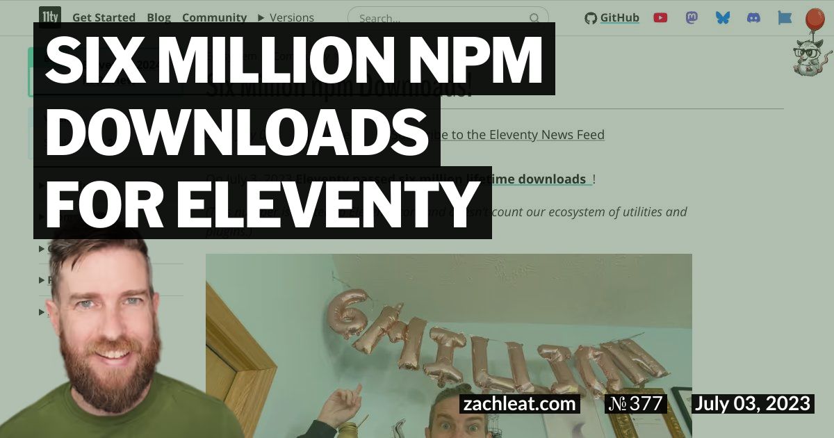 Six Million npm Downloads for Eleventy