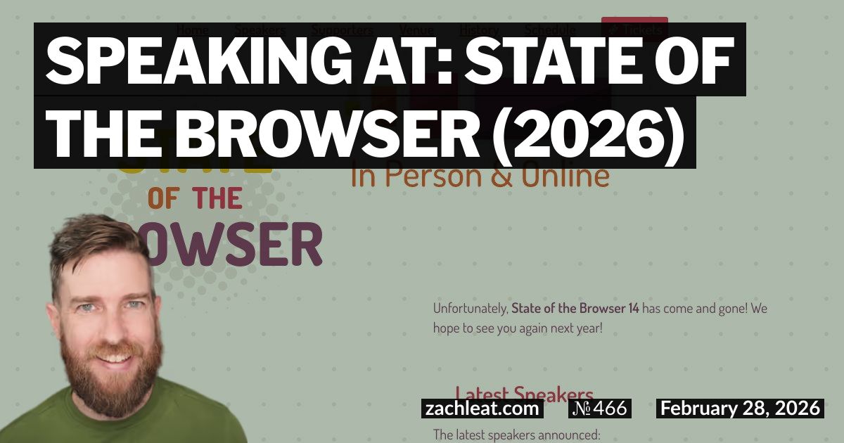 Speaking at: State of the Browser (2026)