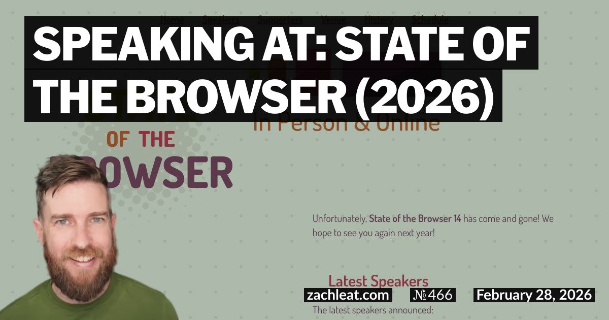 Speaking at: State of the Browser (2026)