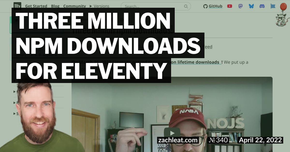 Three Million npm Downloads for Eleventy