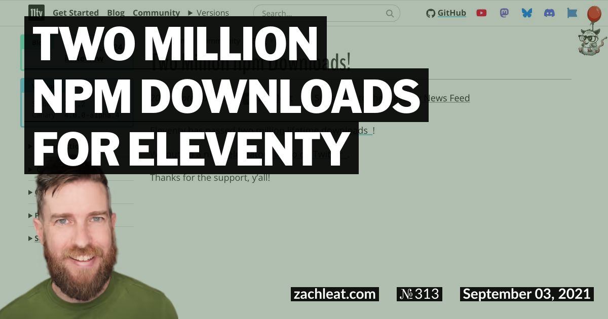 Two Million npm Downloads for Eleventy