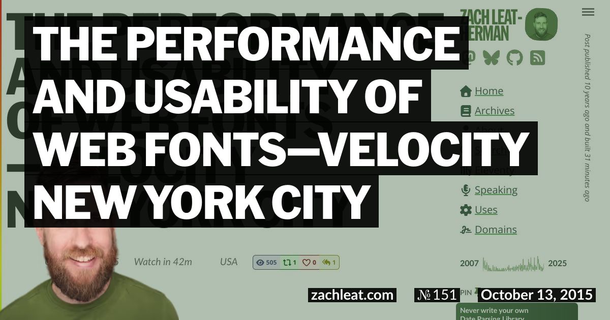 The Performance and Usability of Web Fonts—Velocity New York City