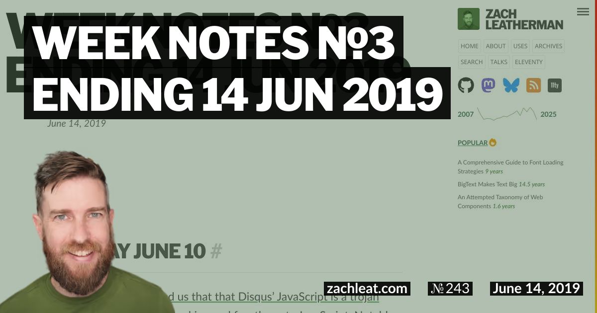 Week Notes №3 ending 14 Jun 2019