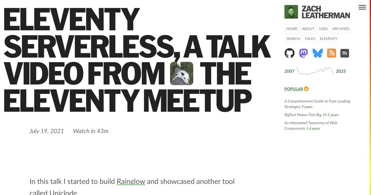 Screenshot image for https://screenshot.11ty.app/https%3A%2F%2Fwww.zachleat.com%2Fweb%2Feleventy-meetup%2F/opengraph/