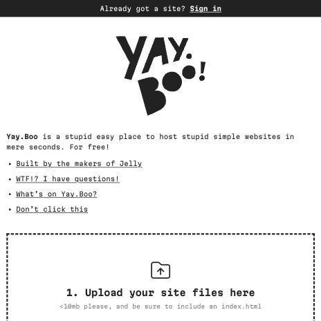 Screenshot of https://yay.boo/